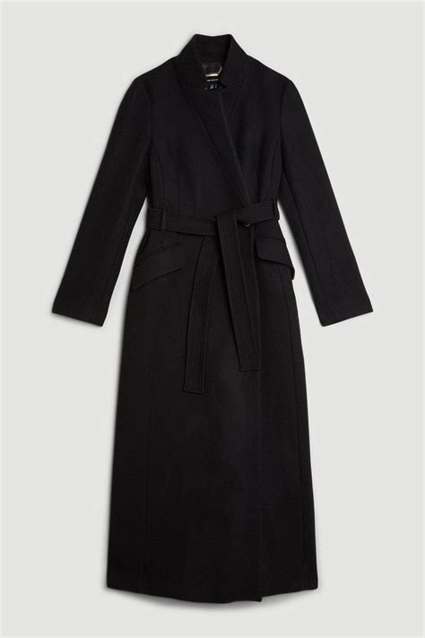 Karen Millen Italian Wool Forever Notch Neck Maxi Coat Endource