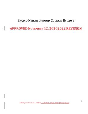 Fillable Online Bylaws Encino Neighborhood Council Fax Email Print