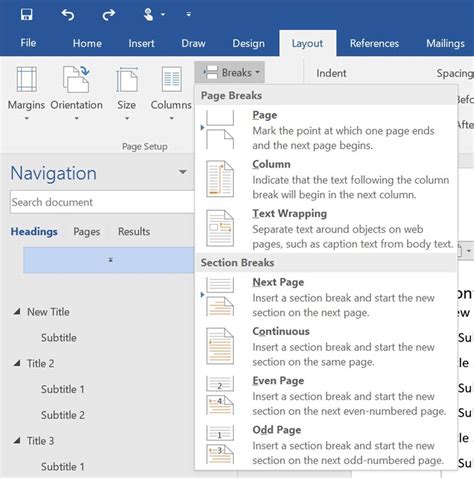 How to insert page breaks on microsoft word - lopproof