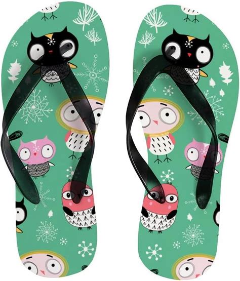 Freeamg Flip Flops Slippers Cute Cartoon Owls Animals Sandals For Beach