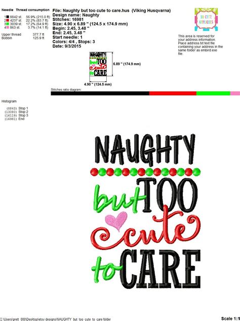 Embroidery Design 5x7 6x10 Naughty But Too Cute To Care Etsy