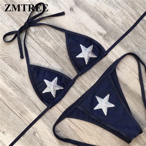 Aliexpress Buy ZMTREE 2018 Bikini Star Beading Swimwear Women