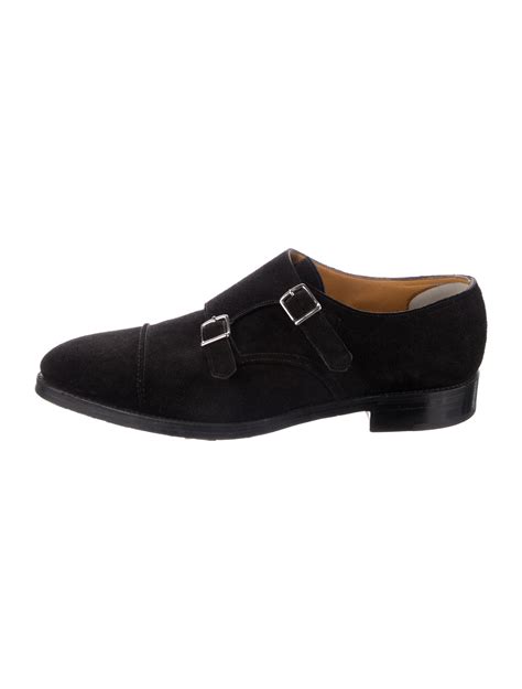 John Lobb Suede Monk Straps Black Monk Straps Shoes Jol22900 The