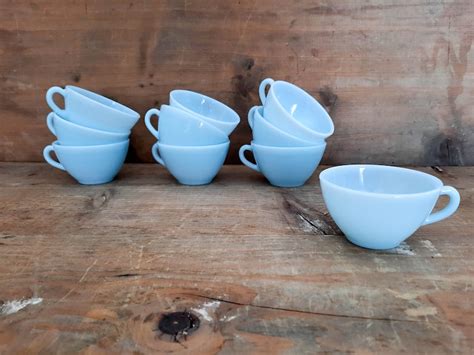 Duralex Blue Milk Glass Coffee Set Fire King Jadeite French Etsy