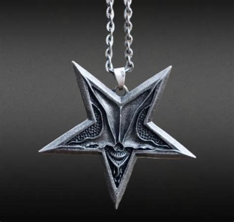 Sigil Of Baphomet Inverted Pentagram Pendant Necklace Satan Goat Devil