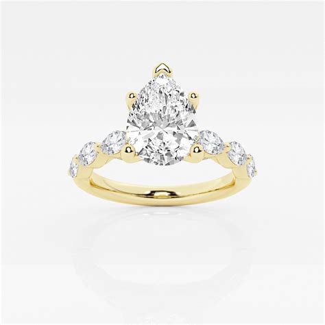 2 1 2 Ctw Pear Lab Grown Diamond Engagement Ring With Floating Marquise