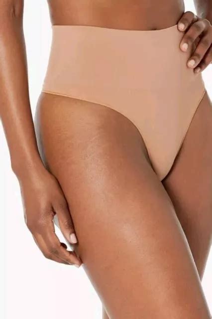 SPANX WOMENS EVERYDAY Shaping Tummy Control Panties Thong Soft Nude