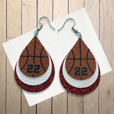 Basketball Earrings Faux Leather Customizable Team Colors Etsy