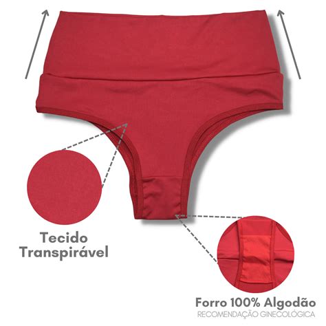 Kit 8 Calcinhas Feminina Cós Alto Duplo Forro Algodão Luxe Lingerie