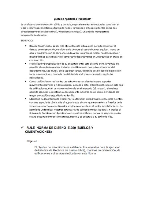 Sistema Aporticado Y Norma E050 Sistema Aporticado Tradicional Es