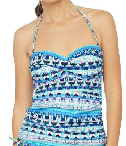 NWT La Blanca Swimsuit Bikini Tankini Top Size Bandeau Blue EBay