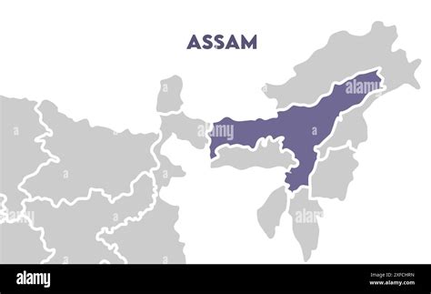 Assam Map Highlighted1 State Of India Republic Of India Government Political Map Modern Map