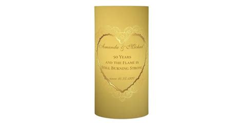 Golden Heart 50th Wedding Anniversary Custom Flameless Candle Zazzle 50th Wedding