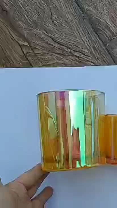 Recycled Iridescent Candle Jars With Lids Iridescent Rainbow Empty