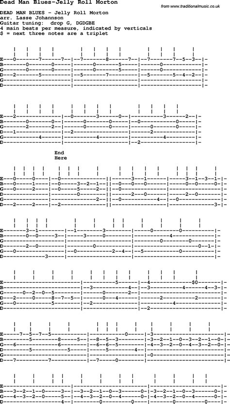 Blues Guitar lesson for Dead Man Blues-Jelly Roll Morton, with Chords, Tabs, and Lyrics