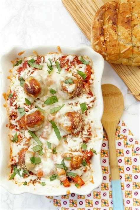 Chicken Parmesan Meatball Casserole