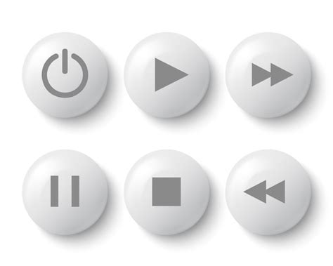 Premium Vector White Buttons For Player Stop Play Pause Rewind