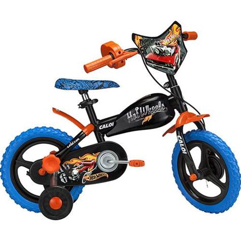 Bicicleta Caloi Hot Wheels Aro Azul E Laranja