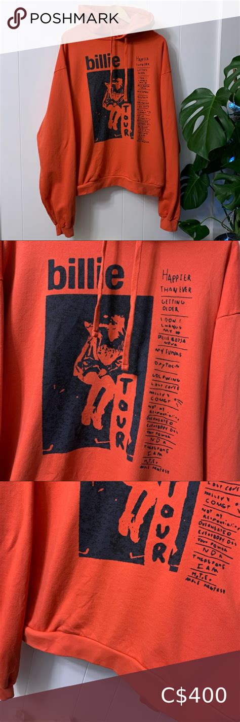 Billie Eilish Happier Than Ever Tour Official Hoodie Orange Rare