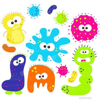 Germies Cute Digital Clipart, Germs, Bacteria Graphics by JW Illustrations