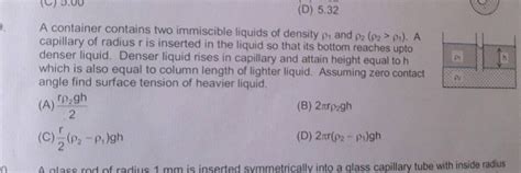 A Container Contains Two Immiscible Liquids Of Density P 1 And P 2