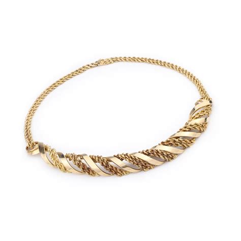 mid century gold torque necklace fd gallery