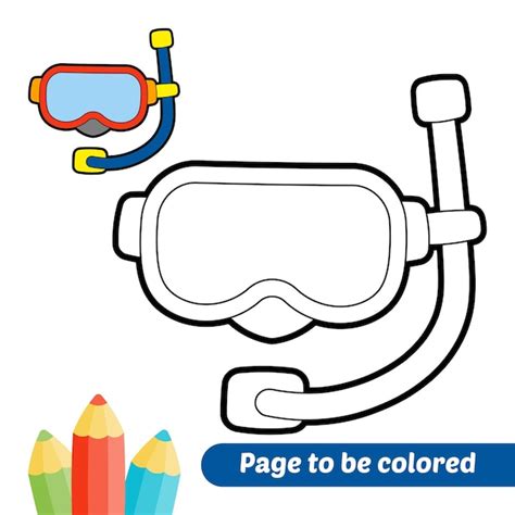 Livre de coloriage pour vecteur de masque de plongée pour enfants