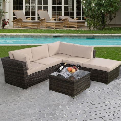 Giantex Pc Wicker Rattan Outdoor Sectional Sofa Set