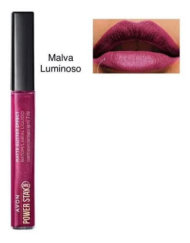 Batom Power Stay Matte Glitter Effect Malva Luminoso Avon