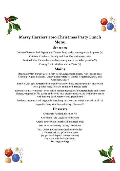 Christmas Luncheon Menu Ideas