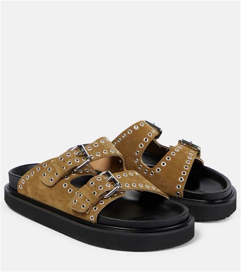 Isabel Marant Étoile Lennya Embellished Suede Sandals Brown