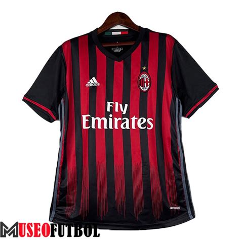 Solo Camisetas De Futbol AC Milan Retro Primera Rojo Negro 2016 2017