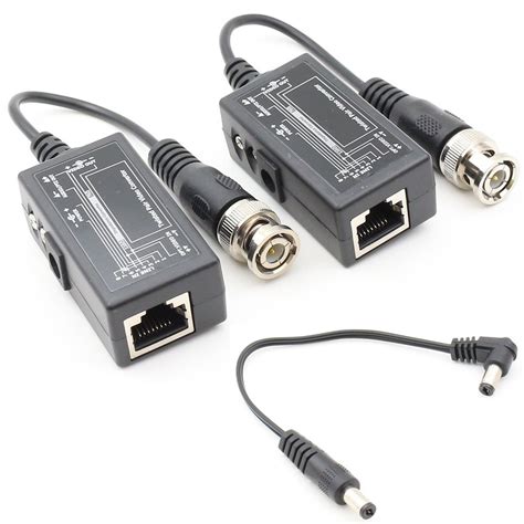 ANHAN Passive Video Balun With Power BNC To RJ45 Adapter Cat5 Cat6