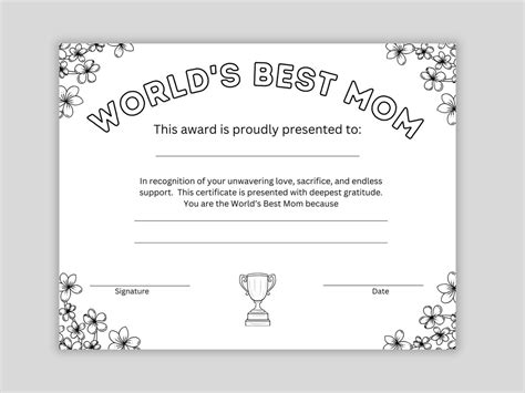 Mother S Day Certificate Printable World S Best Mom Certificate