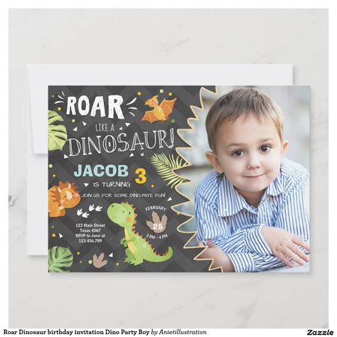 Dinosaur Birthday Invitation Dinosaur Party Invite Zazzle Artofit