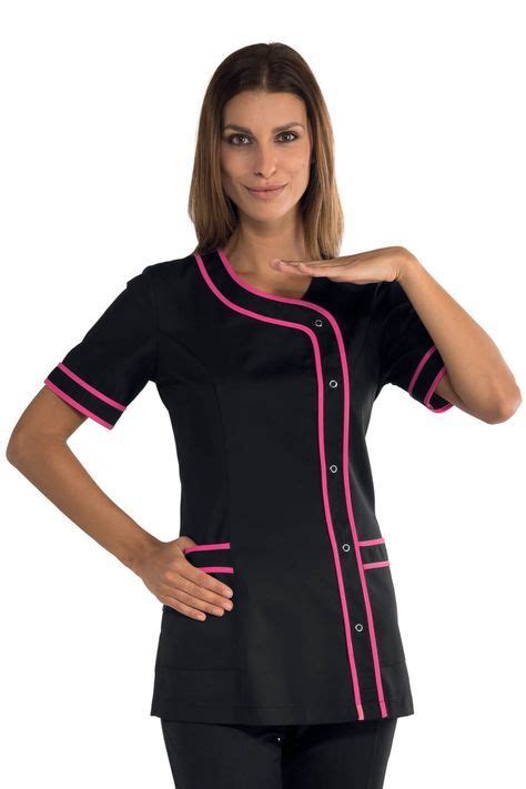 Tunique De Travail Brasilia Noire Et Rose Fuschia Scrubs Outfit Scrubs