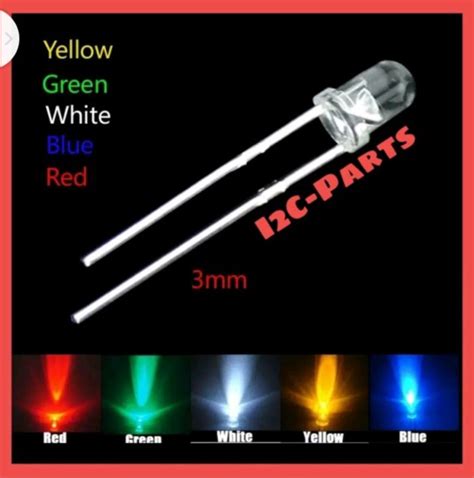 100 Pcs LED 5 Mm Nyala PUTIH HIJAU MERAH BIRU KUNING Dan PUTIH Lazada