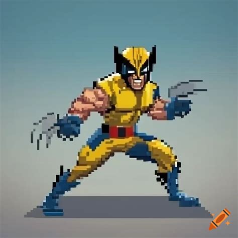 Pixel Art Of Wolverine In A Battle Stance On Craiyon