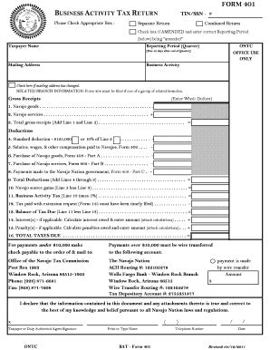 Fillable Online Form Office Of The Navajo Tax Commission Fax