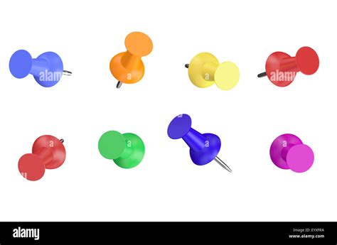 Colored Push Pins isolated on white background Stock Photo - Alamy 