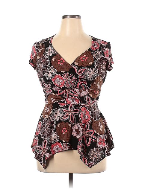 Cato Floral Black Short Sleeve Blouse Size Xl 37 Off Thredup