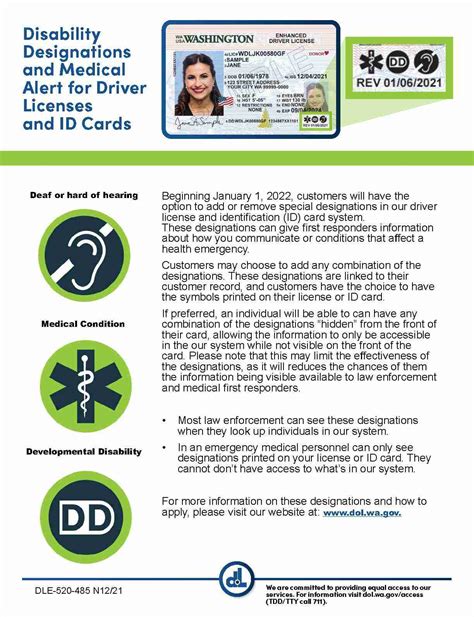 Disability Designations And Medical Alert For Driver Licenses And Id Cards Washington State