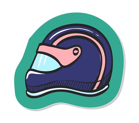 Icône de casque de moto dessinés à la main dans l illustration