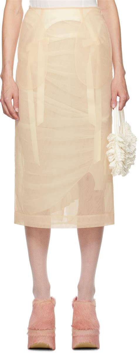 Simone Rocha Beige Pencil Midi Skirt Ssense