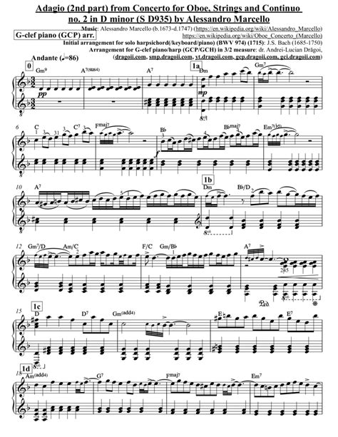 Marcello Alessandro Adagio Nd Part From Concerto For Oboe