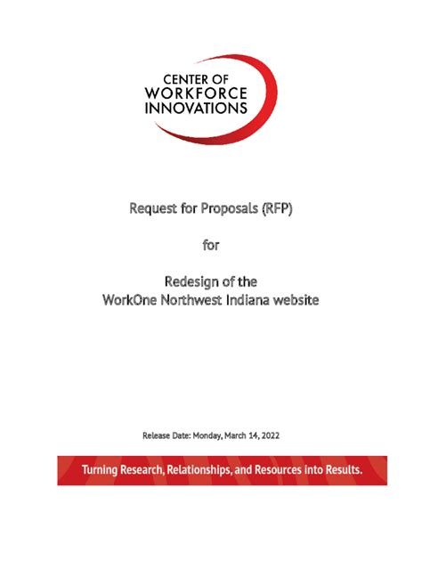 Fillable Online Request For Proposals Rfp For Redesign Of The Workone