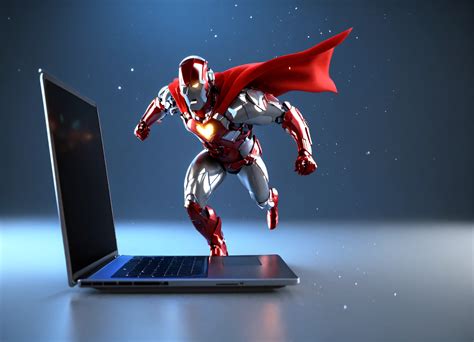 Lexica Superhero Cyborg 3d Come Out Of Laptop Screen Happy Screaming