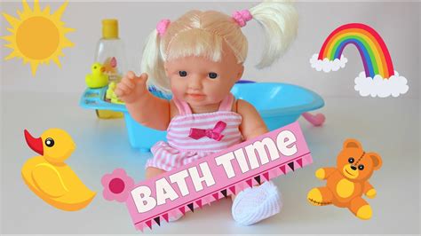 Baby Doll Bath Time Get Ready For Walk Pretend Feeding Video Youtube