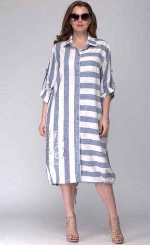 Платье SOVA арт. 11044 полоска голубая | Linen style fashion, Stylish ...