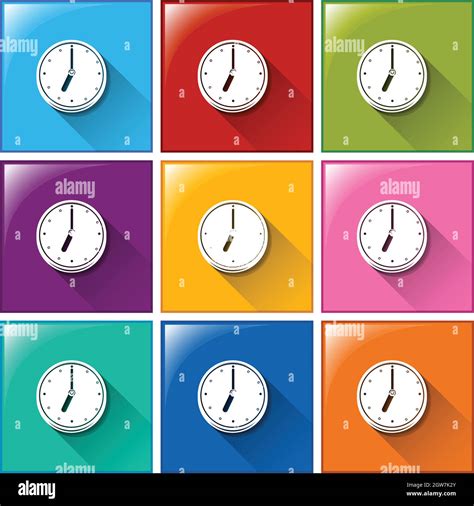 Colourful Clock Isolated Stock Vector Images Alamy